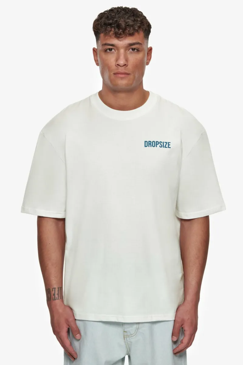 T-Shirt<Dropsize Heavy Oversize Hustle Club Circle T-Shirt Cream