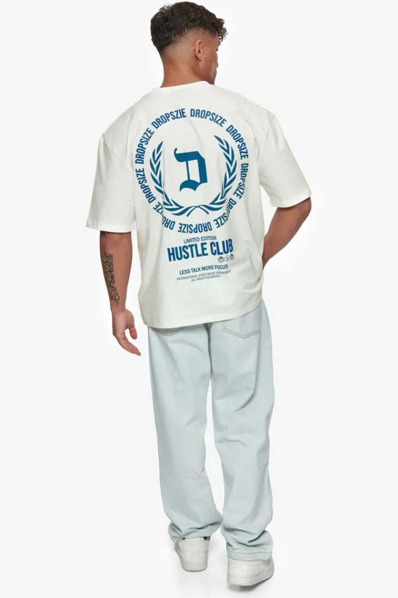 T-Shirt<Dropsize Heavy Oversize Hustle Club Circle T-Shirt Cream