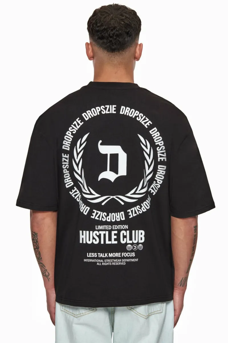 T-Shirt<Dropsize Heavy Oversize Hustle Club Circle T-Shirt Black