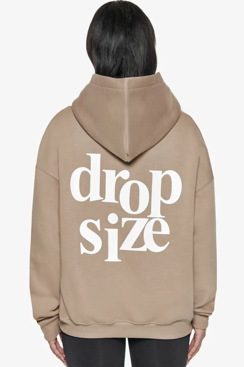 Frauen<Dropsize Heavy Oversize Ladies Letters Hoodie Silver Mink / White