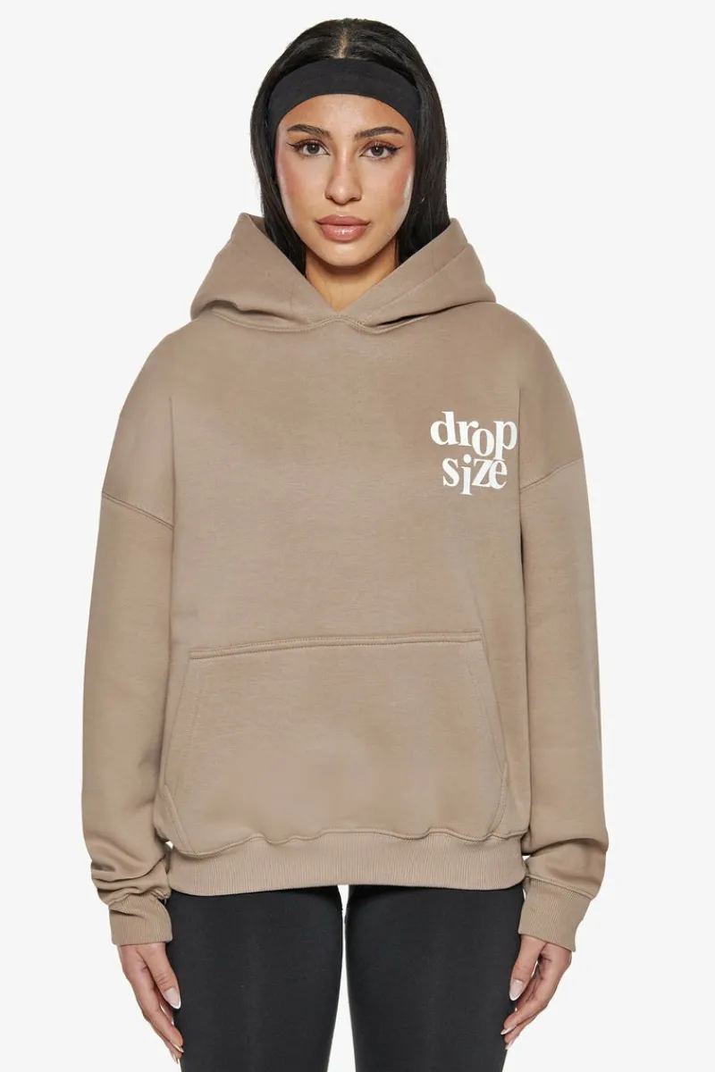 Frauen<Dropsize Heavy Oversize Ladies Letters Hoodie Silver Mink / White