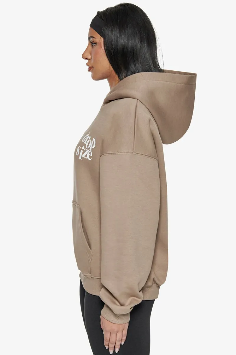 Frauen<Dropsize Heavy Oversize Ladies Letters Hoodie Silver Mink / White