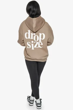 Frauen<Dropsize Heavy Oversize Ladies Letters Hoodie Silver Mink / White