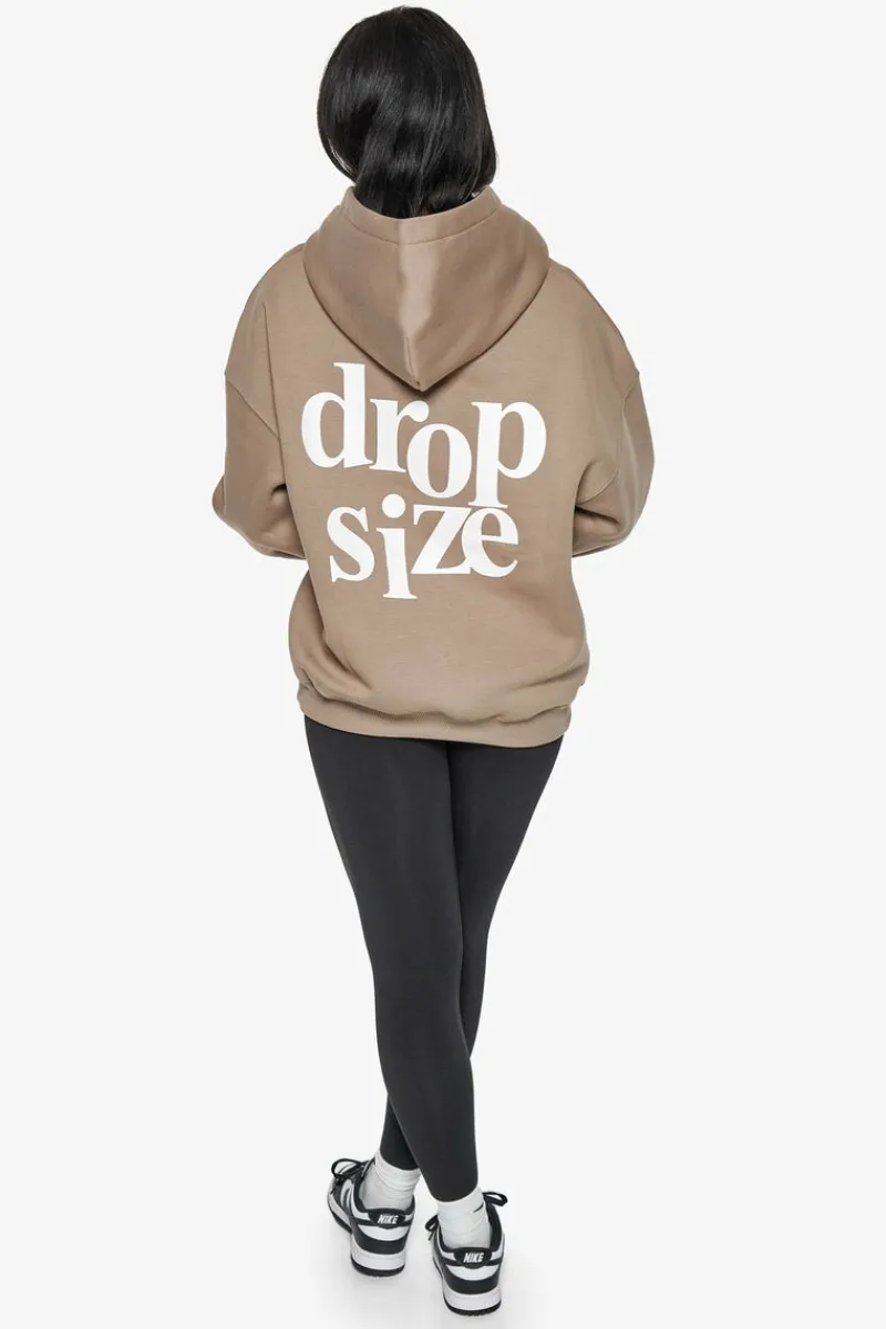 Frauen<Dropsize Heavy Oversize Ladies Letters Hoodie Silver Mink / White