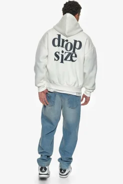 Hoodie<Dropsize Heavy Oversize Letters Hoodie Cream White / Steel Grey