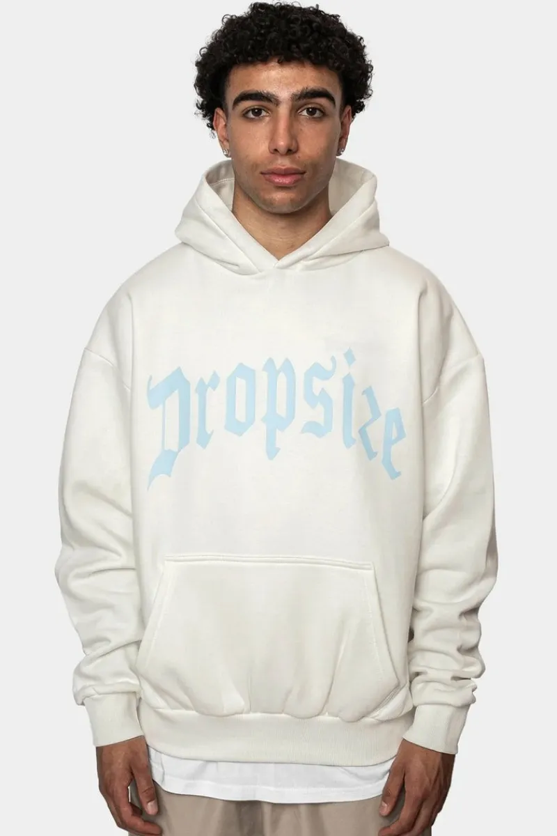 Hoodie<Dropsize Heavy Oversize Logo Design Hoodie Washed White