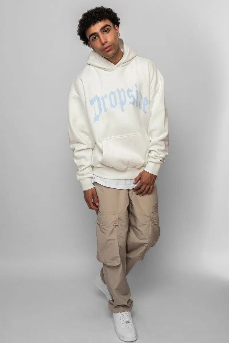 Hoodie<Dropsize Heavy Oversize Logo Design Hoodie Washed White