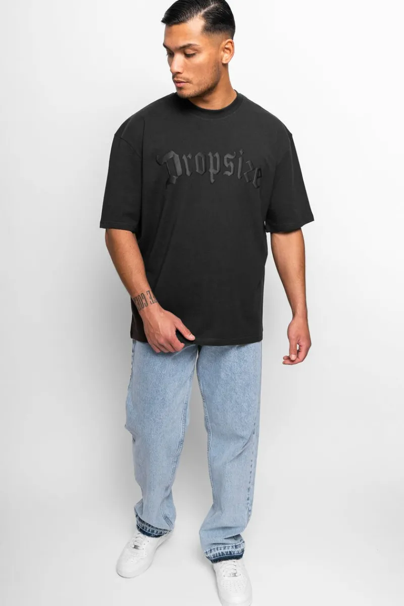 T-Shirt<Dropsize Heavy Oversize Logo Puffer Print T-Shirt Washed Black
