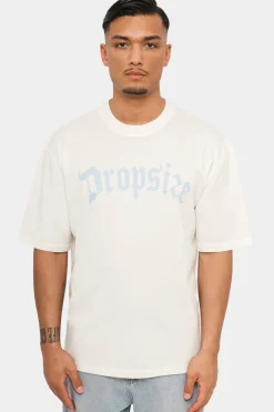 T-Shirt<Dropsize Heavy Oversize Logo T-Shirt Cream White/ Baby Blue