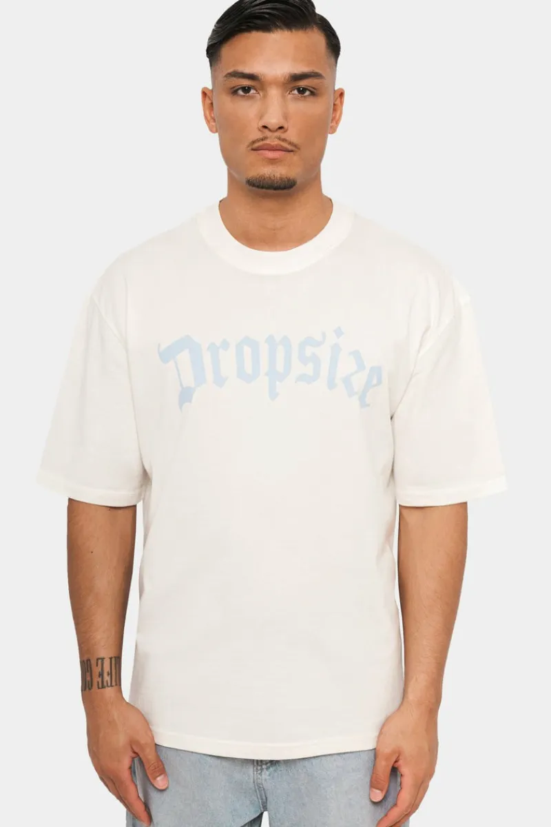 T-Shirt<Dropsize Heavy Oversize Logo T-Shirt Cream White/ Baby Blue