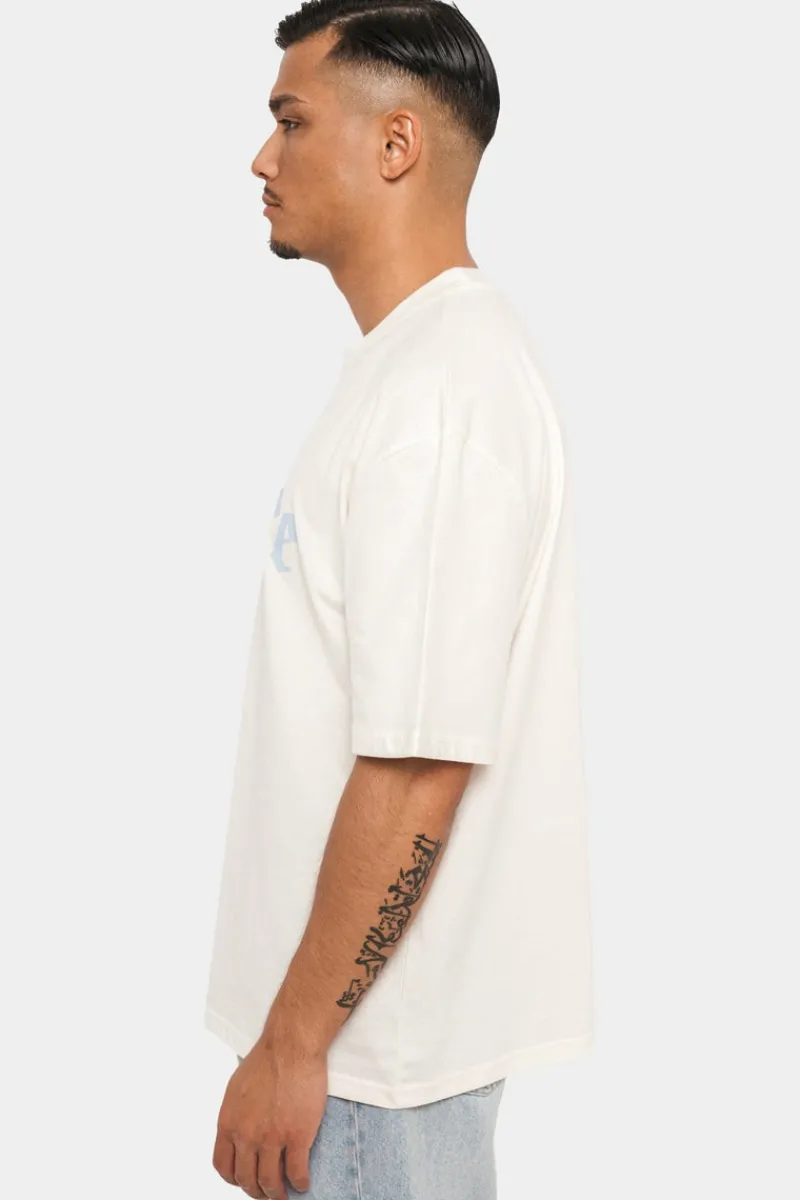 T-Shirt<Dropsize Heavy Oversize Logo T-Shirt Cream White/ Baby Blue