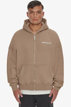 Zipper<Dropsize Heavy Oversize Logo Zip Hoodie Silver Mink
