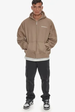 Zipper<Dropsize Heavy Oversize Logo Zip Hoodie Silver Mink