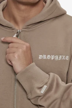 Zipper<Dropsize Heavy Oversize Logo Zip Hoodie Silver Mink