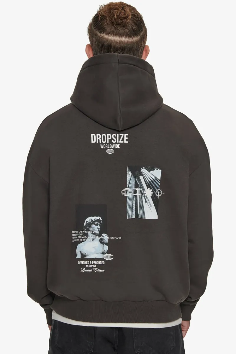 Hoodie<Dropsize Heavy Oversize Marble Worldwide Hoodie Washed Black