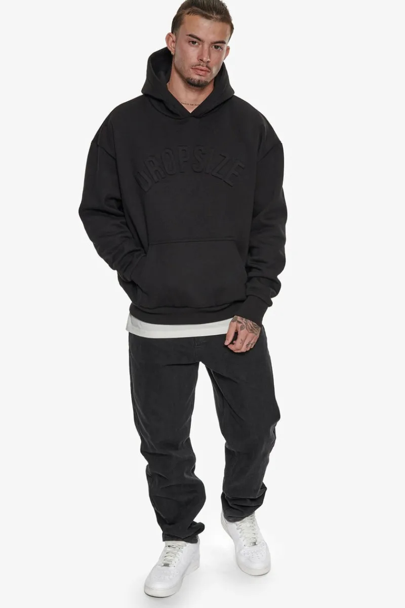 Hoodie<Dropsize Heavy Oversize Mid Hd Hoodie Black Embossed