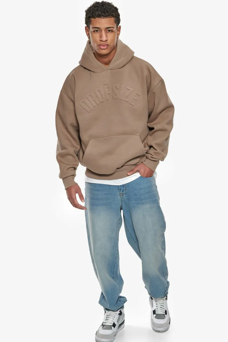 Hoodie<Dropsize Heavy Oversize Mid Hd Hoodie Silver Mink Embossed