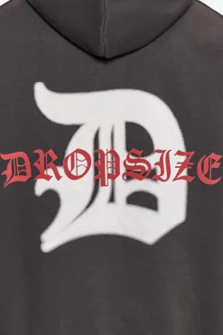 Hoodie<Dropsize Heavy Oversize Mid Logo Hoodie Washed Black