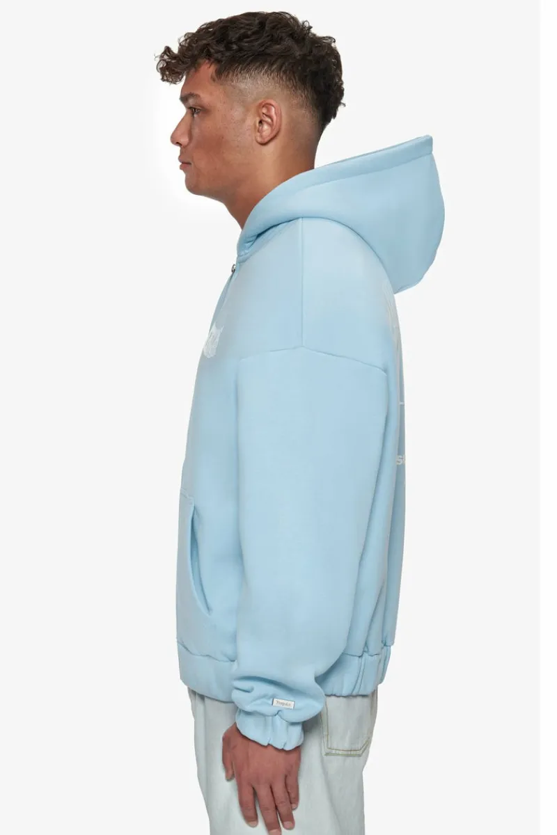 Zipper<Dropsize Heavy Oversize Mirrored Logo Zip-Hoodie Baby Blue