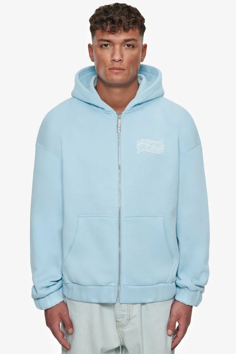 Zipper<Dropsize Heavy Oversize Mirrored Logo Zip-Hoodie Baby Blue