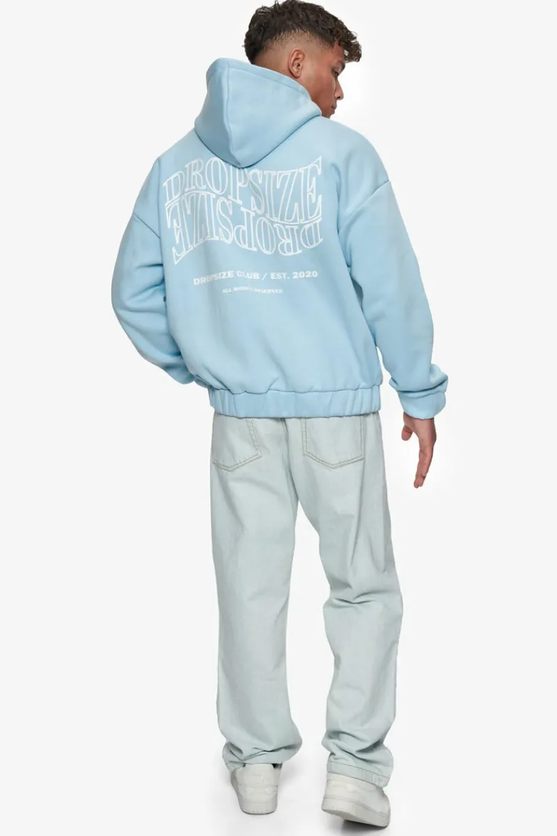 Zipper<Dropsize Heavy Oversize Mirrored Logo Zip-Hoodie Baby Blue