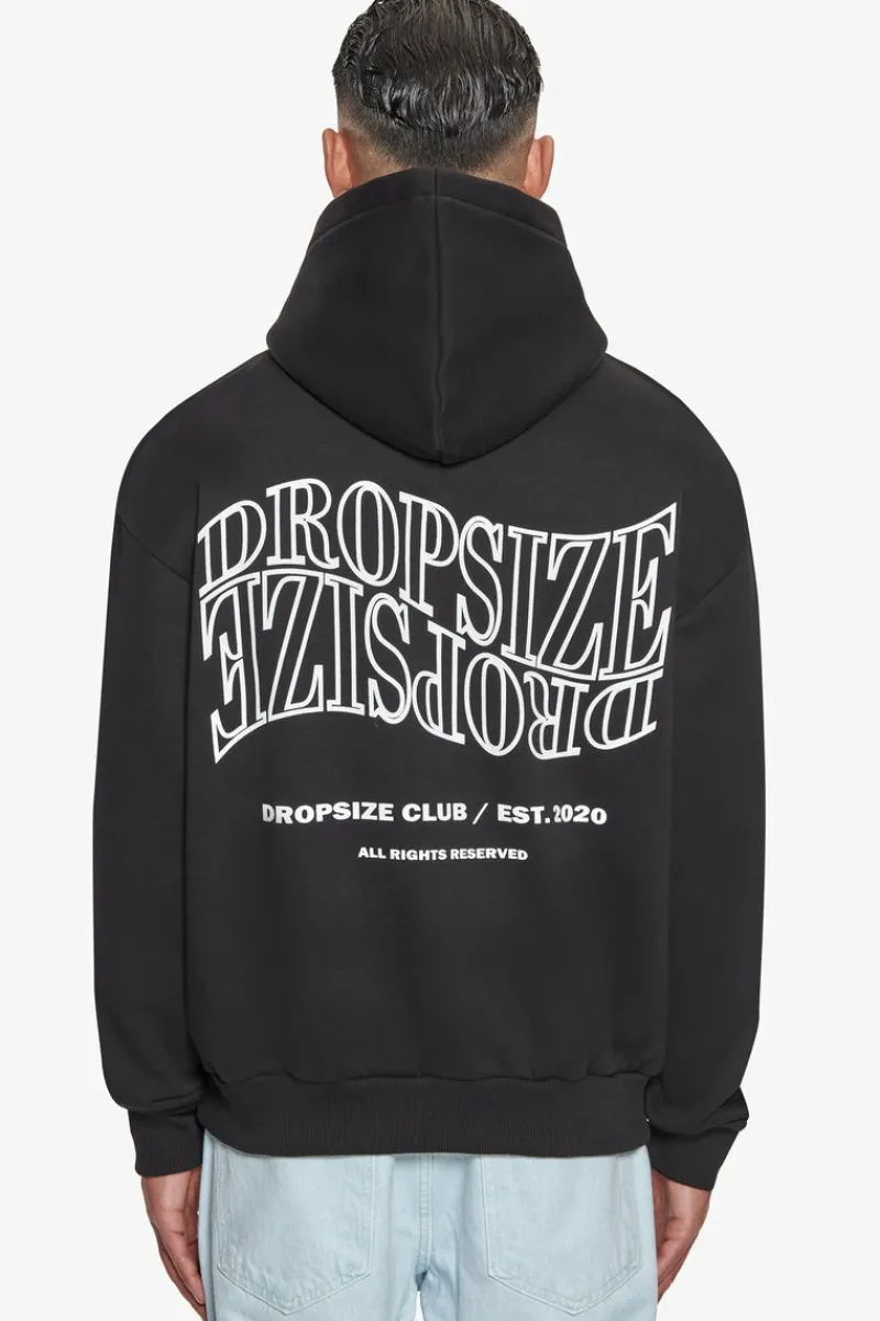 Hoodie<Dropsize Heavy Oversize Mirrored Logo Hoodie Black/White