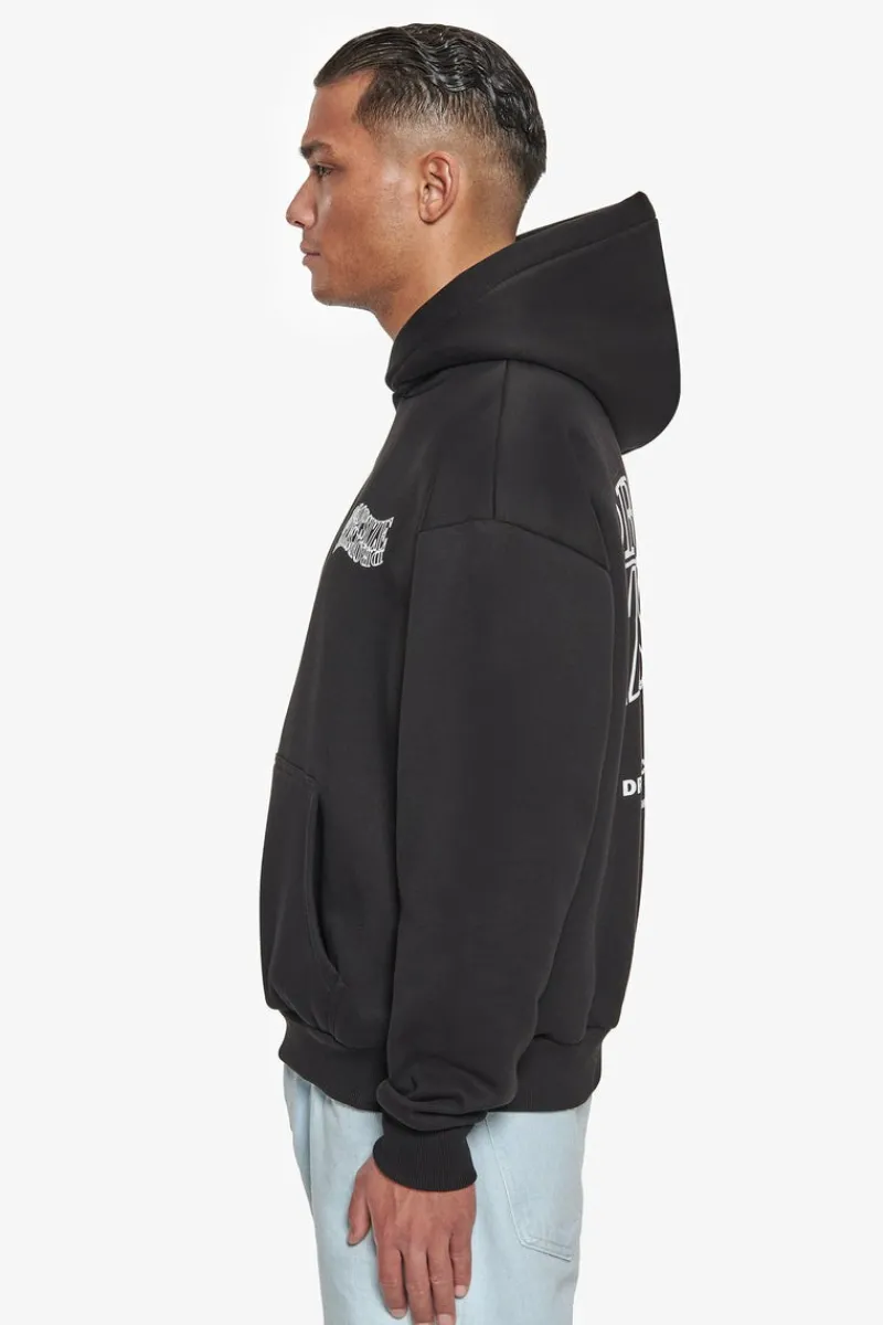 Hoodie<Dropsize Heavy Oversize Mirrored Logo Hoodie Black/White