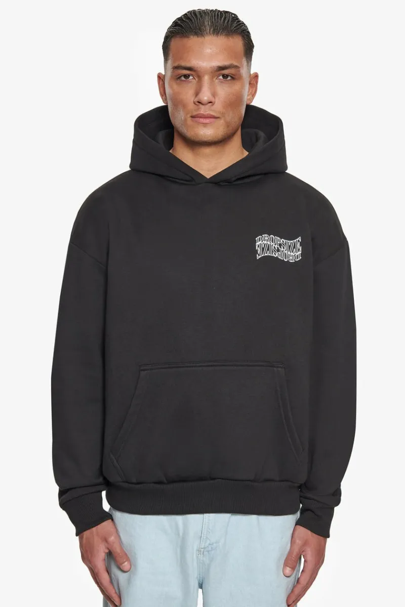 Hoodie<Dropsize Heavy Oversize Mirrored Logo Hoodie Black/White