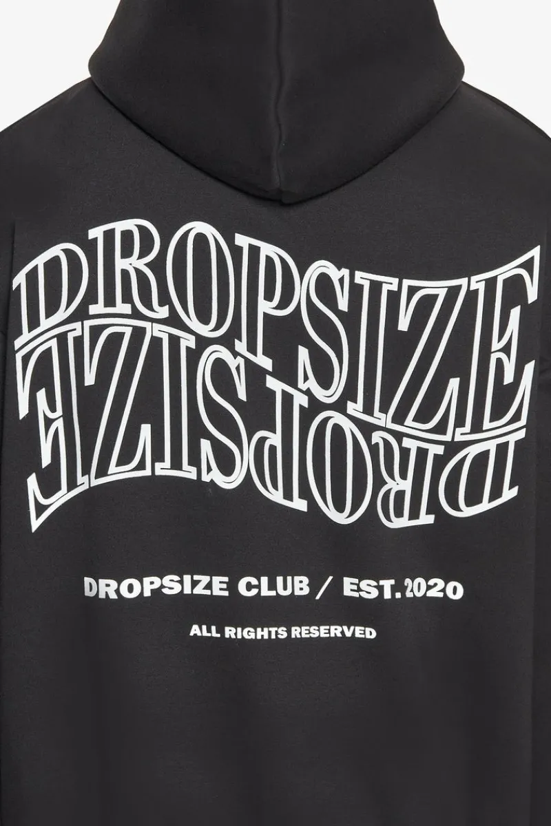 Hoodie<Dropsize Heavy Oversize Mirrored Logo Hoodie Black/White