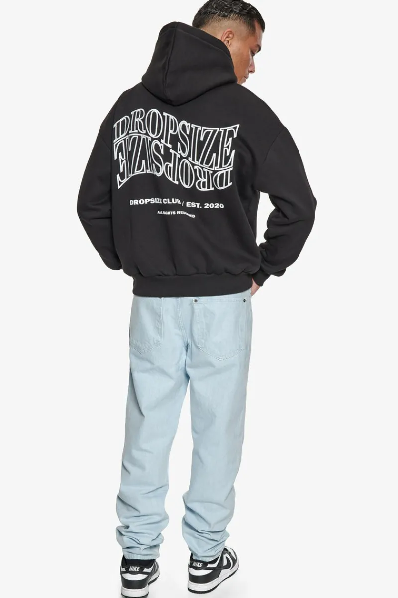 Hoodie<Dropsize Heavy Oversize Mirrored Logo Hoodie Black/White