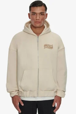 Zipper<Dropsize Heavy Oversize Mirrored Logo Zip-Hoodie Coconut Milk