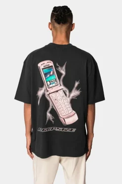 T-Shirt<Dropsize Heavy Oversize Mobile Phone T-Shirt Washed Black