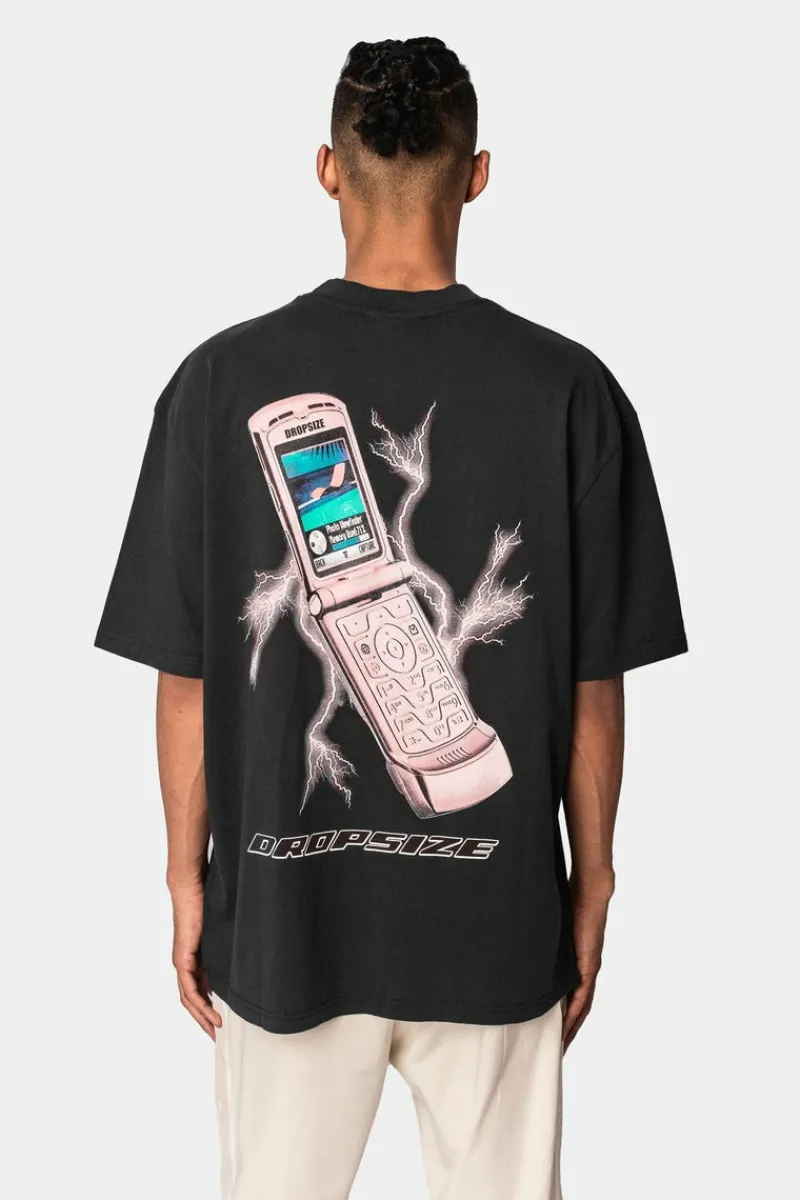 T-Shirt<Dropsize Heavy Oversize Mobile Phone T-Shirt Washed Black