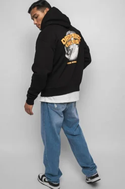 Hoodie<Dropsize Heavy Oversize ''Moon Invaderz'' Hoodie Black