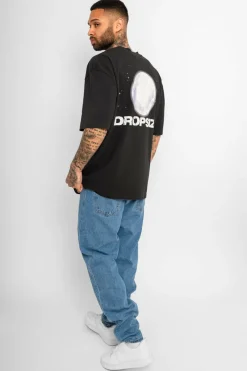 T-Shirt<Dropsize Heavy Oversize Moon T-Shirt Washed Black