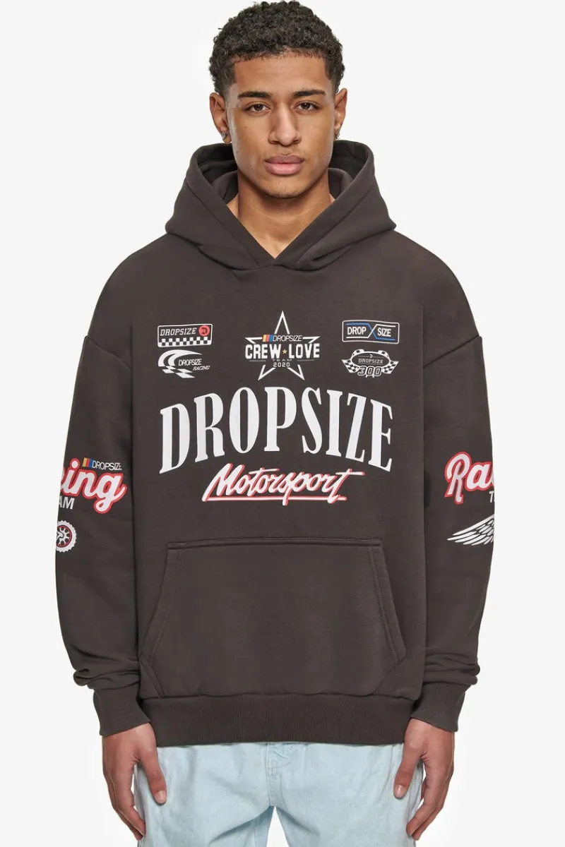 Hoodie<Dropsize Heavy Oversize Motorsport Hoodie Washed Black