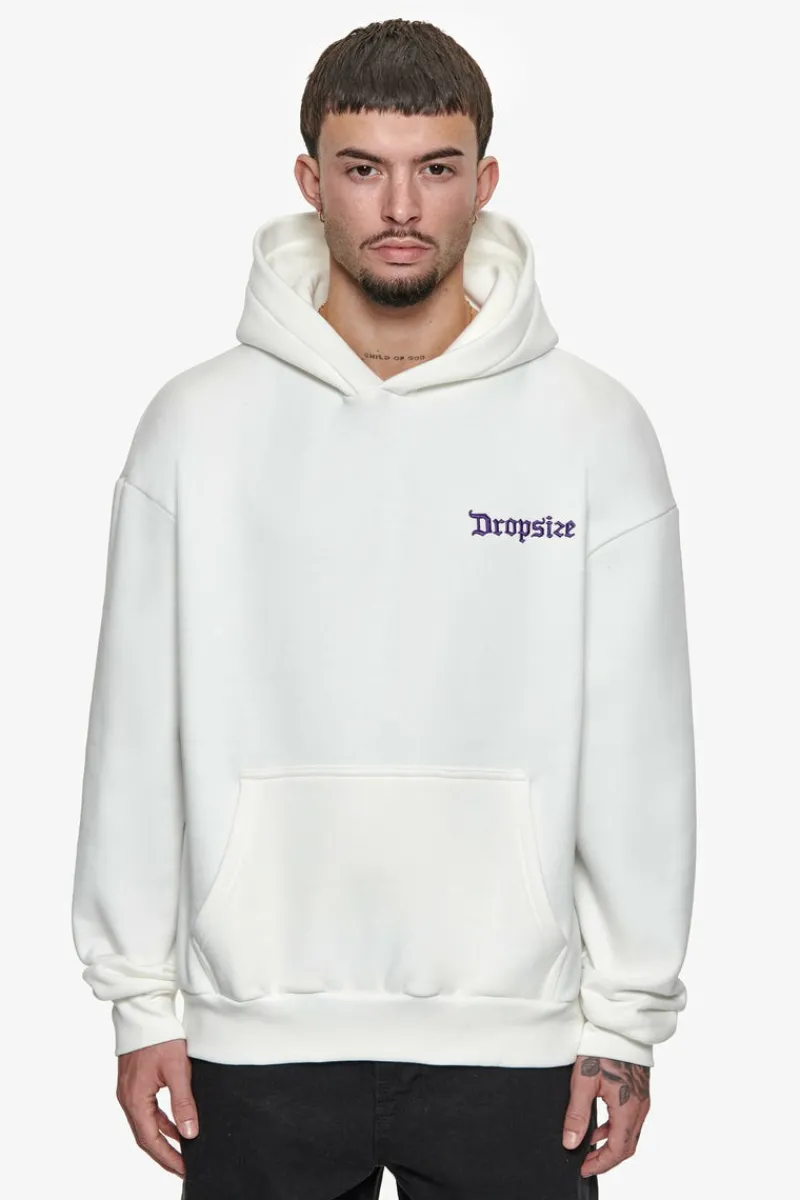 Hoodie<Dropsize Heavy Oversize Never Give Up Hoodie Washed White