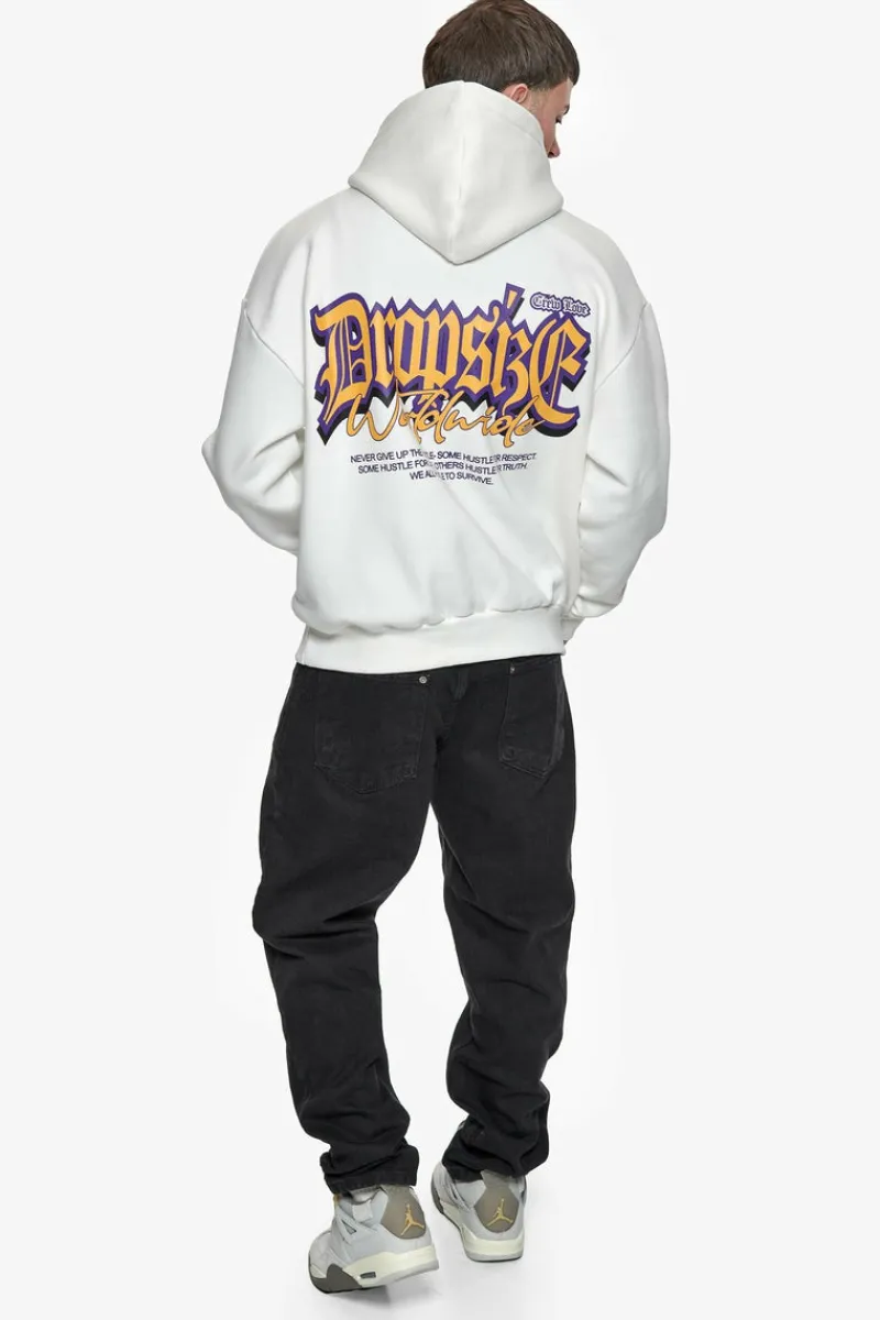 Hoodie<Dropsize Heavy Oversize Never Give Up Hoodie Washed White