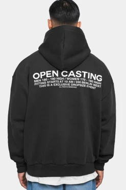 Hoodie<Dropsize Heavy Oversize ''Open Casting'' Hoodie Washed Black