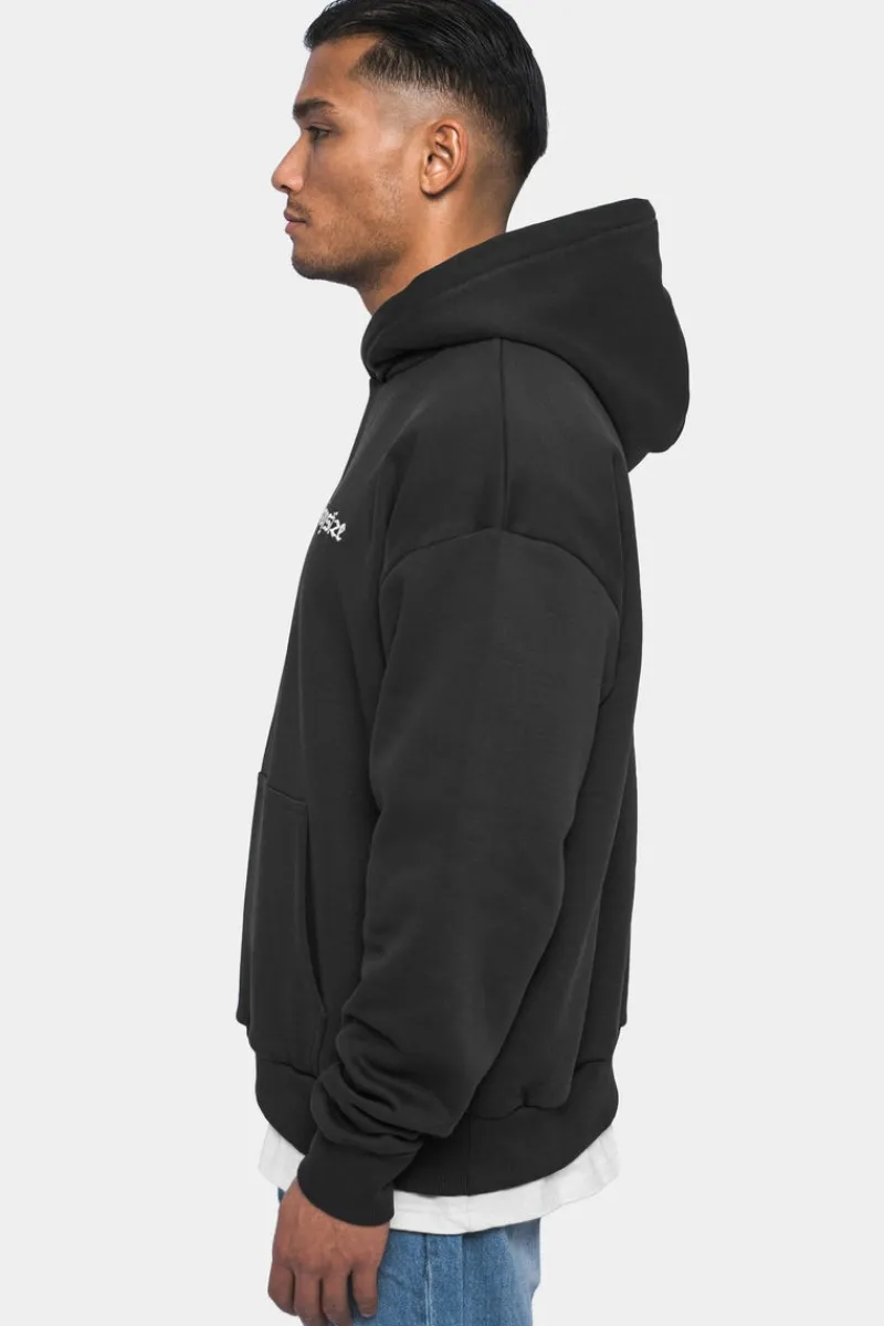 Hoodie<Dropsize Heavy Oversize ''Open Casting'' Hoodie Washed Black