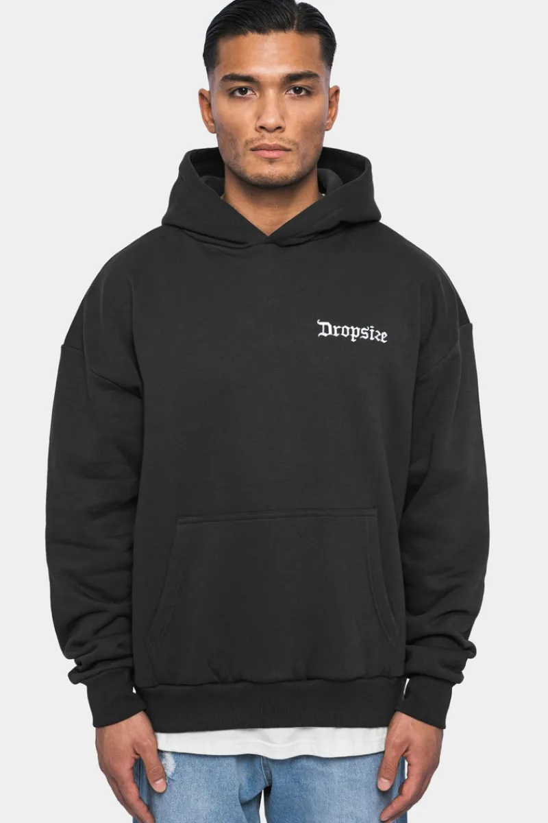 Hoodie<Dropsize Heavy Oversize ''Open Casting'' Hoodie Washed Black