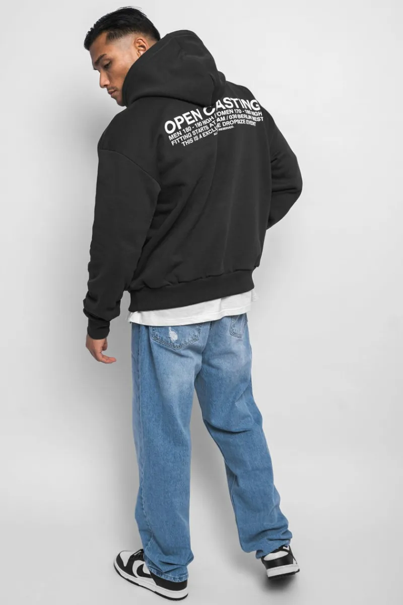 Hoodie<Dropsize Heavy Oversize ''Open Casting'' Hoodie Washed Black