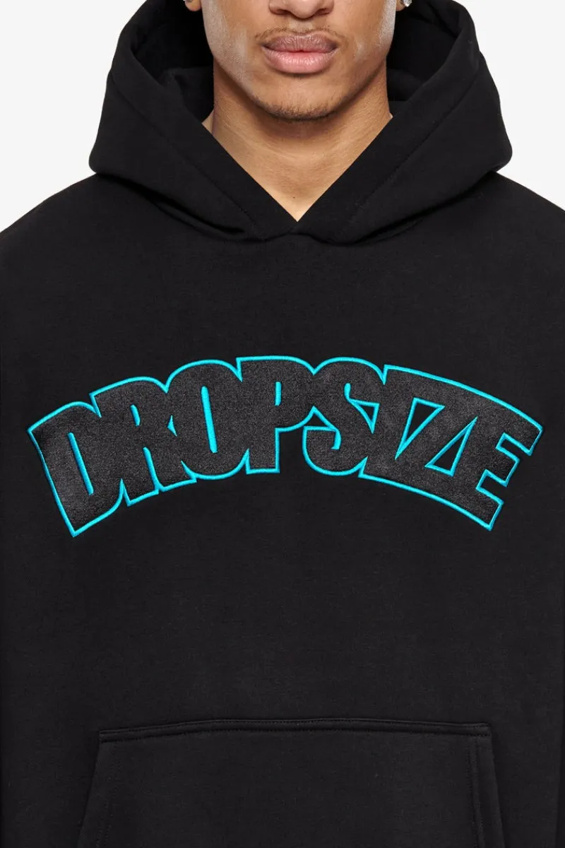 Hoodie<Dropsize Heavy Oversize Outline Embo Hoodie Black