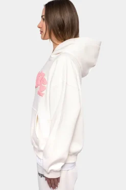 Frauen<Dropsize Heavy Oversize Pink Puffer Print Hoodie Cream White
