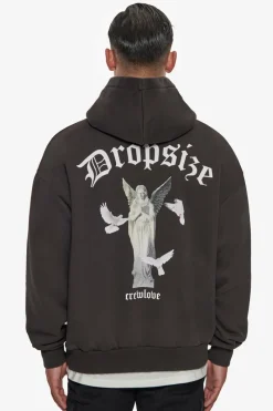 Hoodie<Dropsize Heavy Oversize Praying Angel Hoodie Washed Black