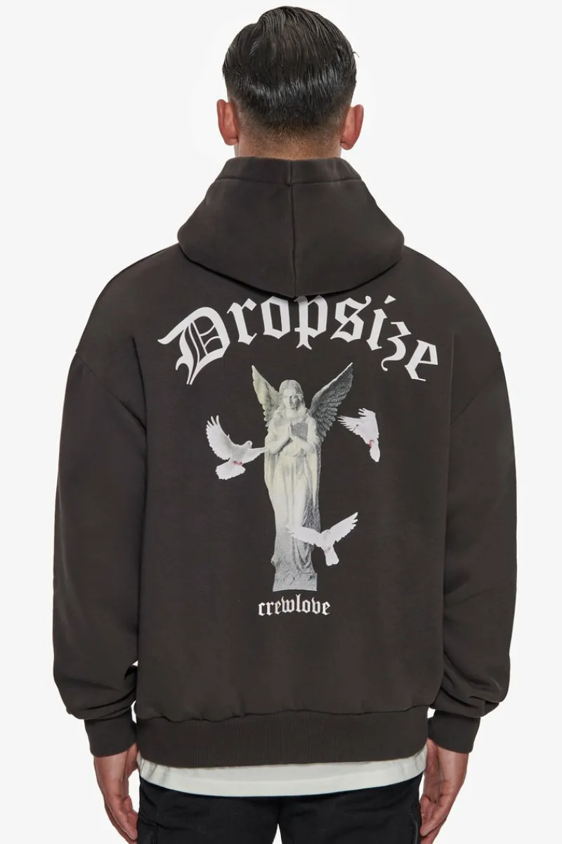 Hoodie<Dropsize Heavy Oversize Praying Angel Hoodie Washed Black