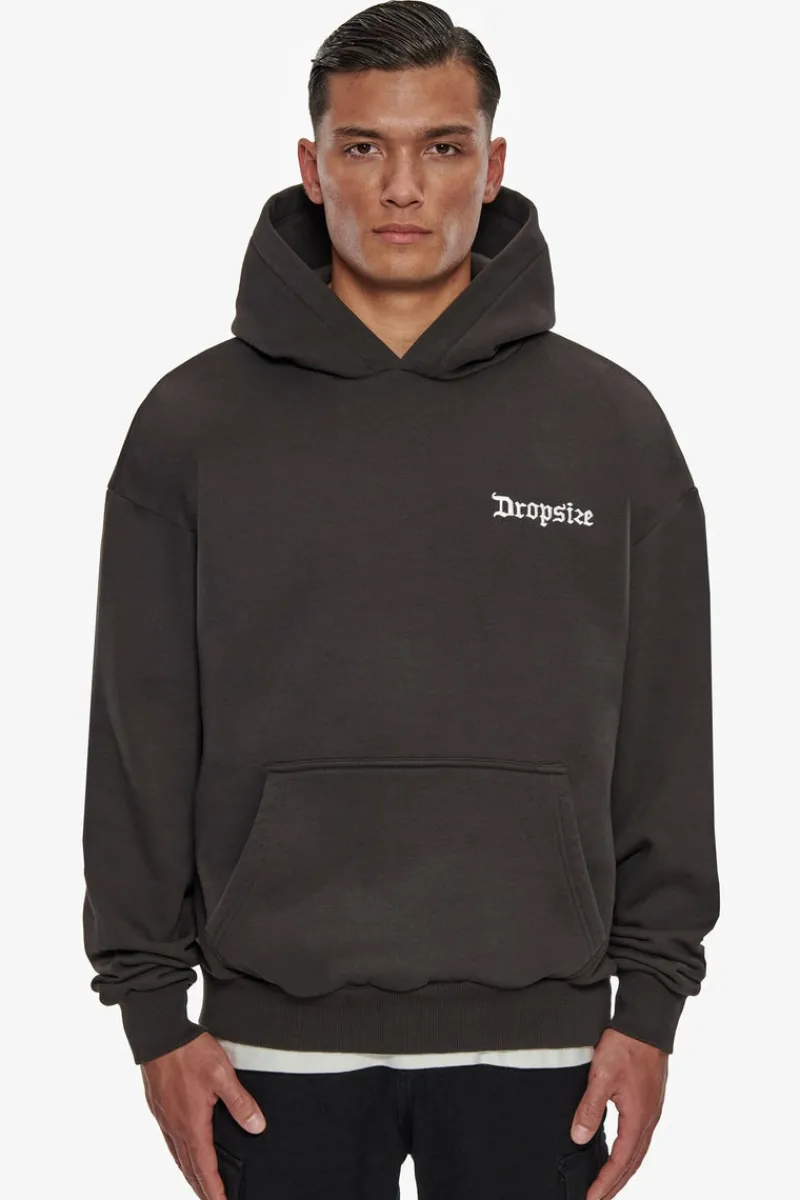 Hoodie<Dropsize Heavy Oversize Praying Angel Hoodie Washed Black