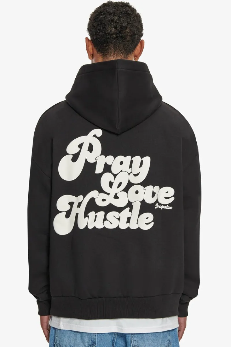 Hoodie<Dropsize Heavy Oversize Pray Love Hustle Hoodie Black