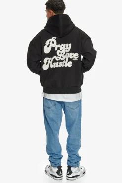 Hoodie<Dropsize Heavy Oversize Pray Love Hustle Hoodie Black