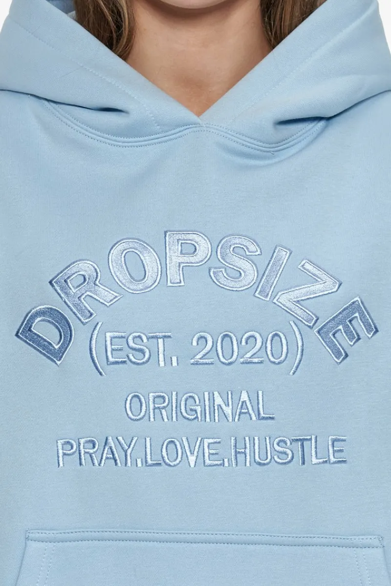 Frauen<Dropsize Heavy Oversize Pray Love Hustle Embo Hoodie Baby Blue